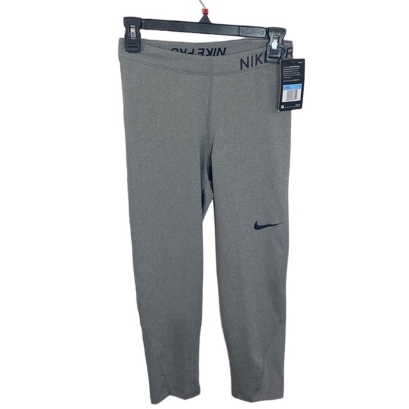 Nike Pro Cool Dri-fit training mesh inset athletic cropped leggings grey size M - Picture 1 of 9
